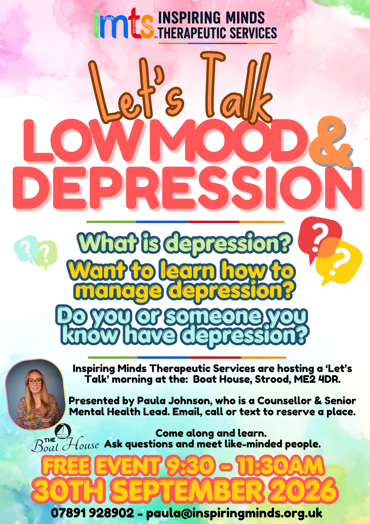 FREE EVENT - LOW MOOD & DEPRESSION WORKSHOP